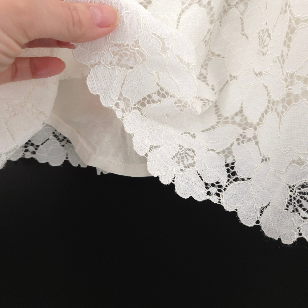 Loeffler‎ Randall Lace Blouse Women S White Puff Sleeve Cottagecore Romantic - Picture 4 of 8